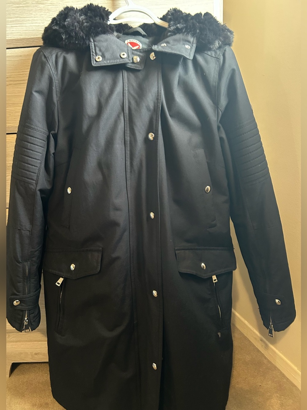 Women's Black Hooded Parka Jacket